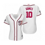 Women's Washington Nationals #10 Yan Gomes Authentic White Home Cool Base 2019 World Series Champions Baseball Jersey