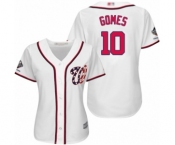 Women's Washington Nationals #10 Yan Gomes Authentic White Home Cool Base 2019 World Series Champions Baseball Jersey