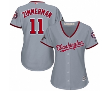 Women's Washington Nationals #11 Ryan Zimmerman Authentic Grey Road Cool Base 2019 World Series Bound Baseball Jersey