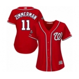 Women's Washington Nationals #11 Ryan Zimmerman Authentic Red Alternate 1 Cool Base 2019 World Series Champions Baseball Jersey