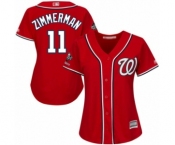 Women's Washington Nationals #11 Ryan Zimmerman Authentic Red Alternate 1 Cool Base 2019 World Series Champions Baseball Jersey