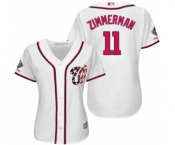 Women's Washington Nationals #11 Ryan Zimmerman Authentic White Home Cool Base 2019 World Series Champions Baseball Jersey