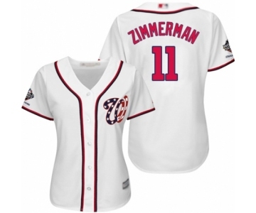 Women's Washington Nationals #11 Ryan Zimmerman Authentic White Home Cool Base 2019 World Series Champions Baseball Jersey