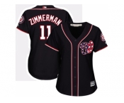 Women's Washington Nationals #11 Ryan Zimmerman Navy Blue Alternate Stitched MLB Jersey