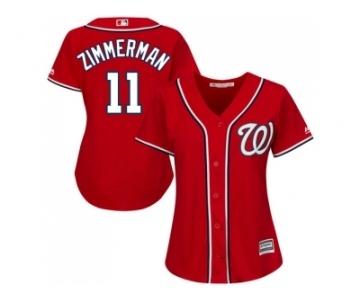 Women's Washington Nationals #11 Ryan Zimmerman Red Alternate Stitched MLB Jersey