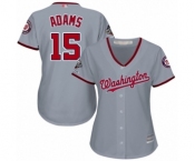 Women's Washington Nationals #15 Matt Adams Authentic Grey Road Cool Base 2019 World Series Champions Baseball Jersey