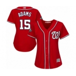 Women's Washington Nationals #15 Matt Adams Authentic Red Alternate 1 Cool Base 2019 World Series Bound Baseball Jersey