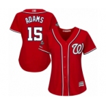 Women's Washington Nationals #15 Matt Adams Authentic Red Alternate 1 Cool Base 2019 World Series Champions Baseball Jersey