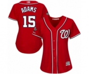 Women's Washington Nationals #15 Matt Adams Authentic Red Alternate 1 Cool Base 2019 World Series Champions Baseball Jersey