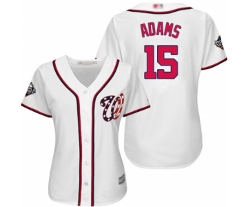 Women's Washington Nationals #15 Matt Adams Authentic White Home Cool Base 2019 World Series Bound Baseball Jersey