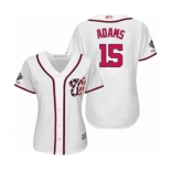 Women's Washington Nationals #15 Matt Adams Authentic White Home Cool Base 2019 World Series Champions Baseball Jersey