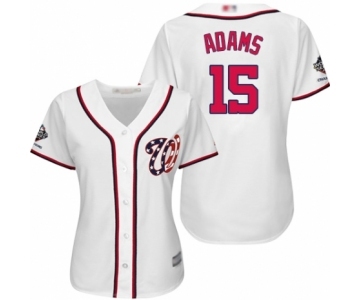 Women's Washington Nationals #15 Matt Adams Authentic White Home Cool Base 2019 World Series Champions Baseball Jersey