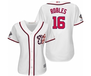 Women's Washington Nationals #16 Victor Robles Authentic White Home Cool Base 2019 World Series Champions Baseball Jersey