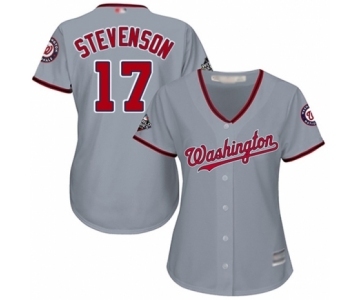 Women's Washington Nationals #17 Andrew Stevenson Authentic Grey Road Cool Base 2019 World Series Bound Baseball Jersey