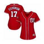 Women's Washington Nationals #17 Andrew Stevenson Authentic Red Alternate 1 Cool Base 2019 World Series Bound Baseball Jersey