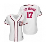 Women's Washington Nationals #17 Andrew Stevenson Authentic White Home Cool Base 2019 World Series Champions Baseball Jersey