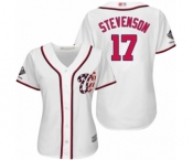 Women's Washington Nationals #17 Andrew Stevenson Authentic White Home Cool Base 2019 World Series Champions Baseball Jersey