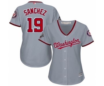 Women's Washington Nationals #19 Anibal Sanchez Authentic Grey Road Cool Base 2019 World Series Bound Baseball Jersey