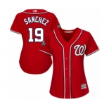 Women's Washington Nationals #19 Anibal Sanchez Authentic Red Alternate 1 Cool Base 2019 World Series Bound Baseball Jersey