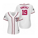 Women's Washington Nationals #19 Anibal Sanchez Authentic White Home Cool Base 2019 World Series Bound Baseball Jersey