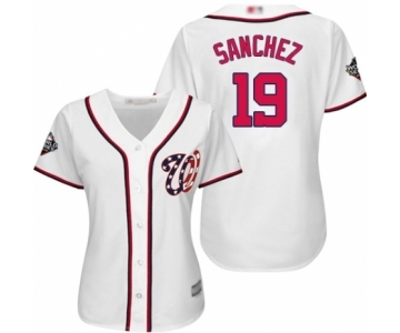 Women's Washington Nationals #19 Anibal Sanchez Authentic White Home Cool Base 2019 World Series Bound Baseball Jersey