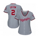 Women's Washington Nationals #2 Adam Eaton Authentic Grey Road Cool Base 2019 World Series Champions Baseball Jersey