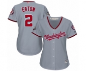 Women's Washington Nationals #2 Adam Eaton Authentic Grey Road Cool Base 2019 World Series Champions Baseball Jersey