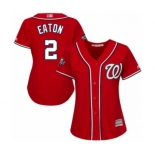 Women's Washington Nationals #2 Adam Eaton Authentic Red Alternate 1 Cool Base 2019 World Series Bound Baseball Jersey