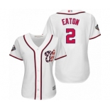 Women's Washington Nationals #2 Adam Eaton Authentic White Home Cool Base 2019 World Series Bound Baseball Jersey