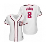 Women's Washington Nationals #2 Adam Eaton Authentic White Home Cool Base 2019 World Series Champions Baseball Jersey