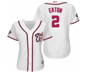 Women's Washington Nationals #2 Adam Eaton Authentic White Home Cool Base 2019 World Series Champions Baseball Jersey