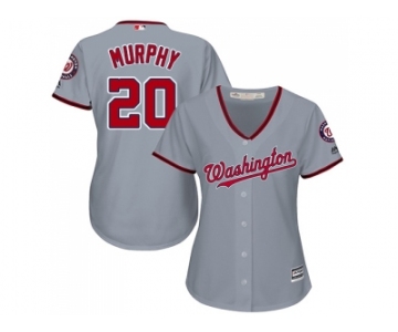 Women's Washington Nationals #20 Daniel Murphy Grey Road Stitched MLB Jersey