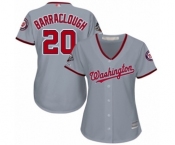 Women's Washington Nationals #20 Kyle Barraclough Authentic Grey Road Cool Base 2019 World Series Champions Baseball Jersey