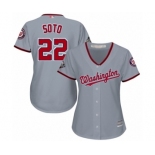 Women's Washington Nationals #22 Juan Soto Authentic Grey Road Cool Base 2019 World Series Bound Baseball Jersey