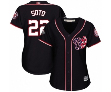 Women's Washington Nationals #22 Juan Soto Authentic Navy Blue Alternate 2 Cool Base 2019 World Series Bound Baseball Jersey