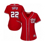 Women's Washington Nationals #22 Juan Soto Authentic Red Alternate 1 Cool Base 2019 World Series Bound Baseball Jersey