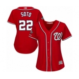 Women's Washington Nationals #22 Juan Soto Authentic Red Alternate 1 Cool Base 2019 World Series Champions Baseball Jersey