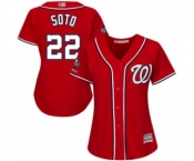 Women's Washington Nationals #22 Juan Soto Authentic Red Alternate 1 Cool Base 2019 World Series Champions Baseball Jersey