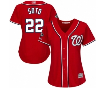 Women's Washington Nationals #22 Juan Soto Authentic Red Alternate 1 Cool Base 2019 World Series Champions Baseball Jersey