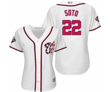 Women's Washington Nationals #22 Juan Soto Authentic White Home Cool Base 2019 World Series Bound Baseball Jersey