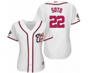 Women's Washington Nationals #22 Juan Soto Authentic White Home Cool Base 2019 World Series Champions Baseball Jersey