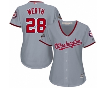 Women's Washington Nationals #28 Jayson Werth Authentic Grey Road Cool Base 2019 World Series Champions Baseball Jersey