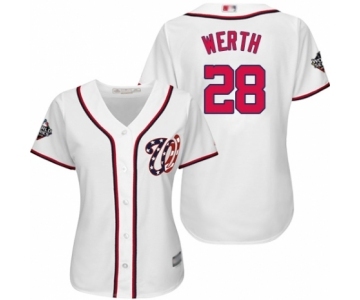 Women's Washington Nationals #28 Jayson Werth Authentic White Home Cool Base 2019 World Series Bound Baseball Jersey