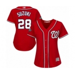 Women's Washington Nationals #28 Kurt Suzuki Authentic Red Alternate 1 Cool Base 2019 World Series Bound Baseball Jersey