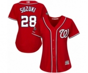 Women's Washington Nationals #28 Kurt Suzuki Authentic Red Alternate 1 Cool Base 2019 World Series Champions Baseball Jersey