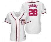 Women's Washington Nationals #28 Kurt Suzuki Authentic White Home Cool Base 2019 World Series Champions Baseball Jersey