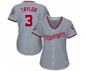 Women's Washington Nationals #3 Michael Taylor Authentic Grey Road Cool Base 2019 World Series Champions Baseball Jerse