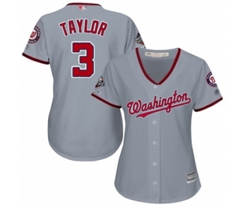 Women's Washington Nationals #3 Michael Taylor Authentic Grey Road Cool Base 2019 World Series Champions Baseball Jerse