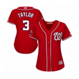 Women's Washington Nationals #3 Michael Taylor Authentic Red Alternate 1 Cool Base 2019 World Series Champions Baseball Jersey