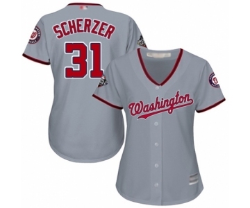 Women's Washington Nationals #31 Max Scherzer Authentic Grey Road Cool Base 2019 World Series Bound Baseball Jersey